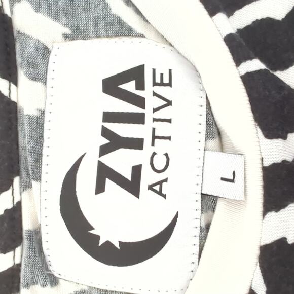 ZYIA Active Womens Sleeveless Black White Muscle Top Zebra Large Gym Workout - Picture 3 of 5